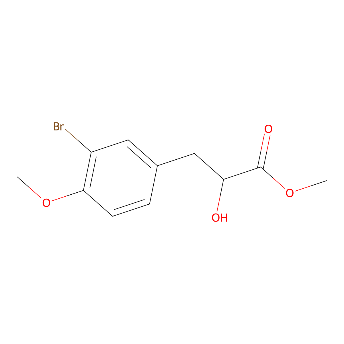 Methyl 3-(3-bromo-4-methoxyphenyl)-2-hydroxypropanoate molecular structure, CAS 1491304-27-8