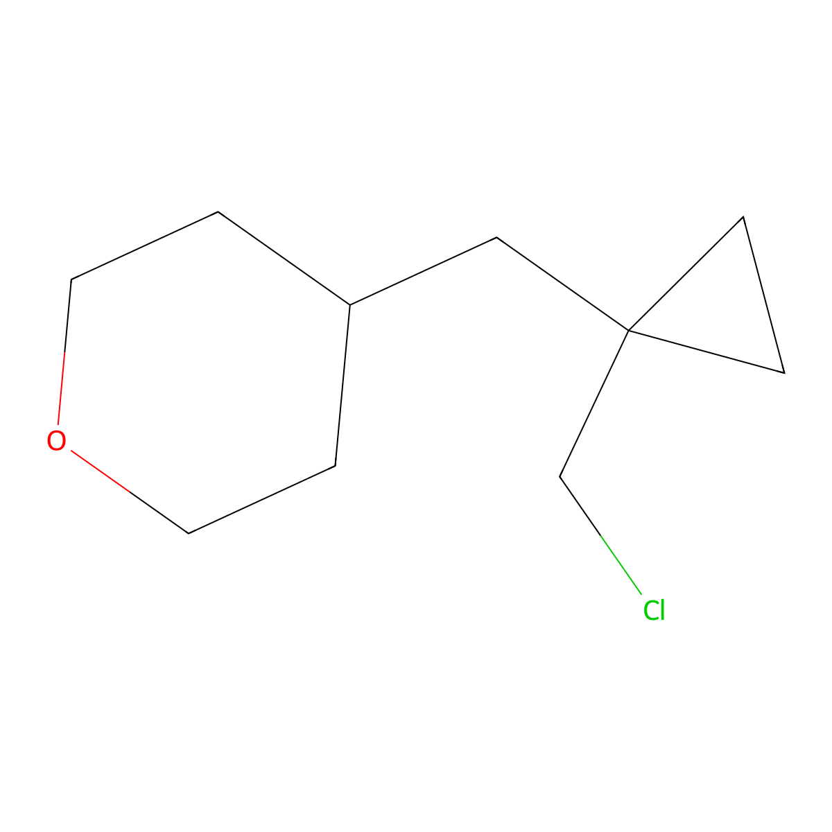 4-{[1-(Chloromethyl)cyclopropyl]methyl}oxane molecular structure, CAS 1491351-47-3