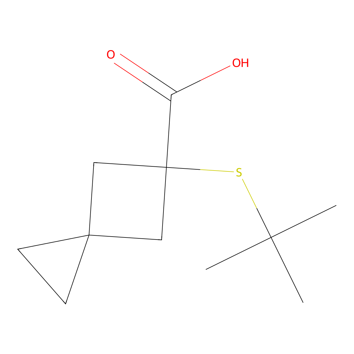 5-(Tert-butylsulfanyl)spiro[2.3]hexane-5-carboxylic acid molecular structure, CAS 1491381-87-3