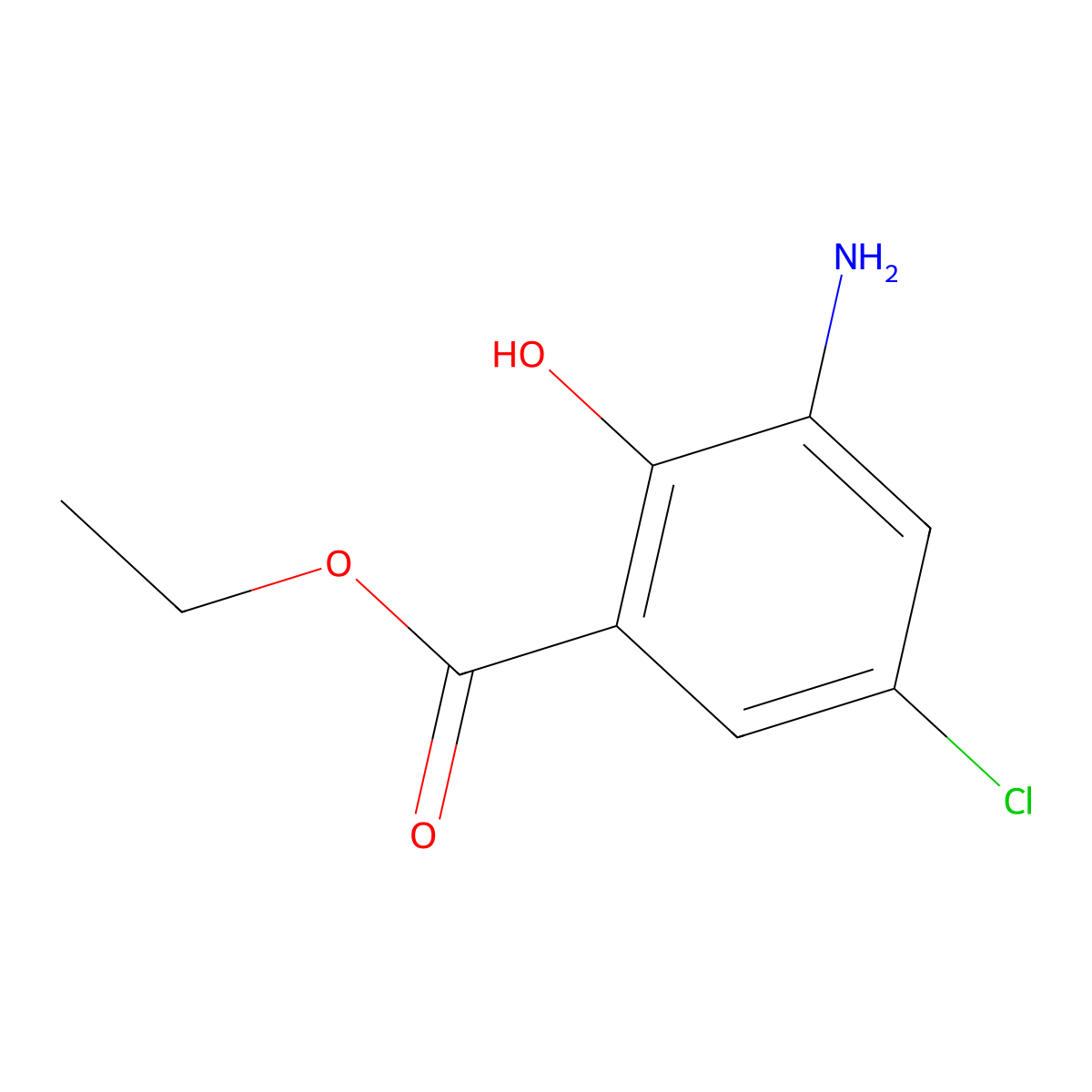 Ethyl 3-amino-5-chloro-2-hydroxybenzoate molecular structure, CAS 149140-78-3