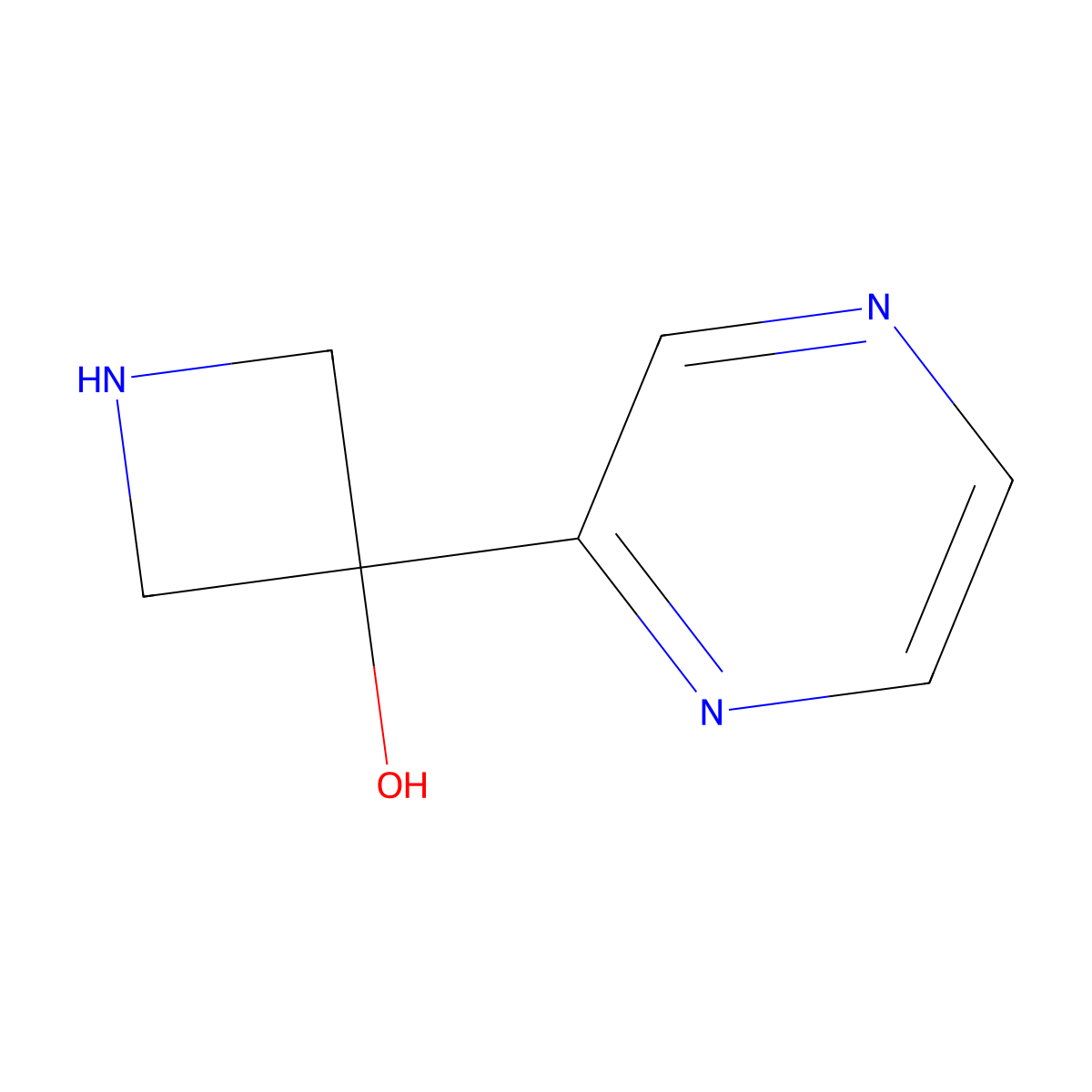 3-(Pyrazin-2-yl)azetidin-3-ol molecular structure, CAS 1491400-26-0