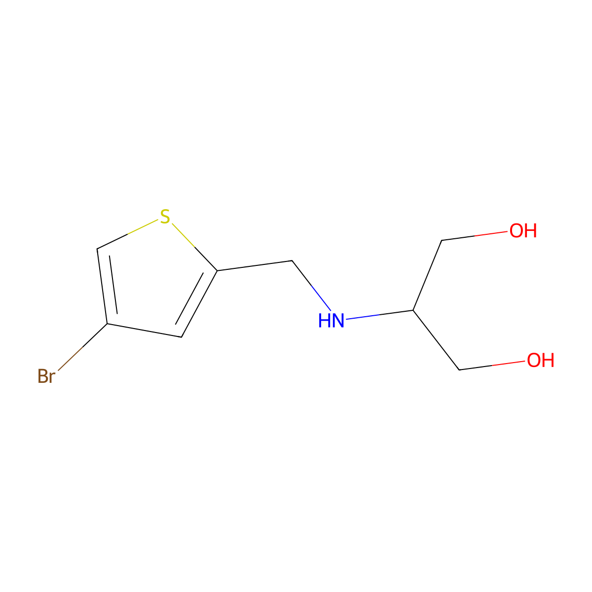 2-{[(4-Bromothiophen-2-yl)methyl]amino}propane-1,3-diol molecular structure, CAS 1491404-31-9