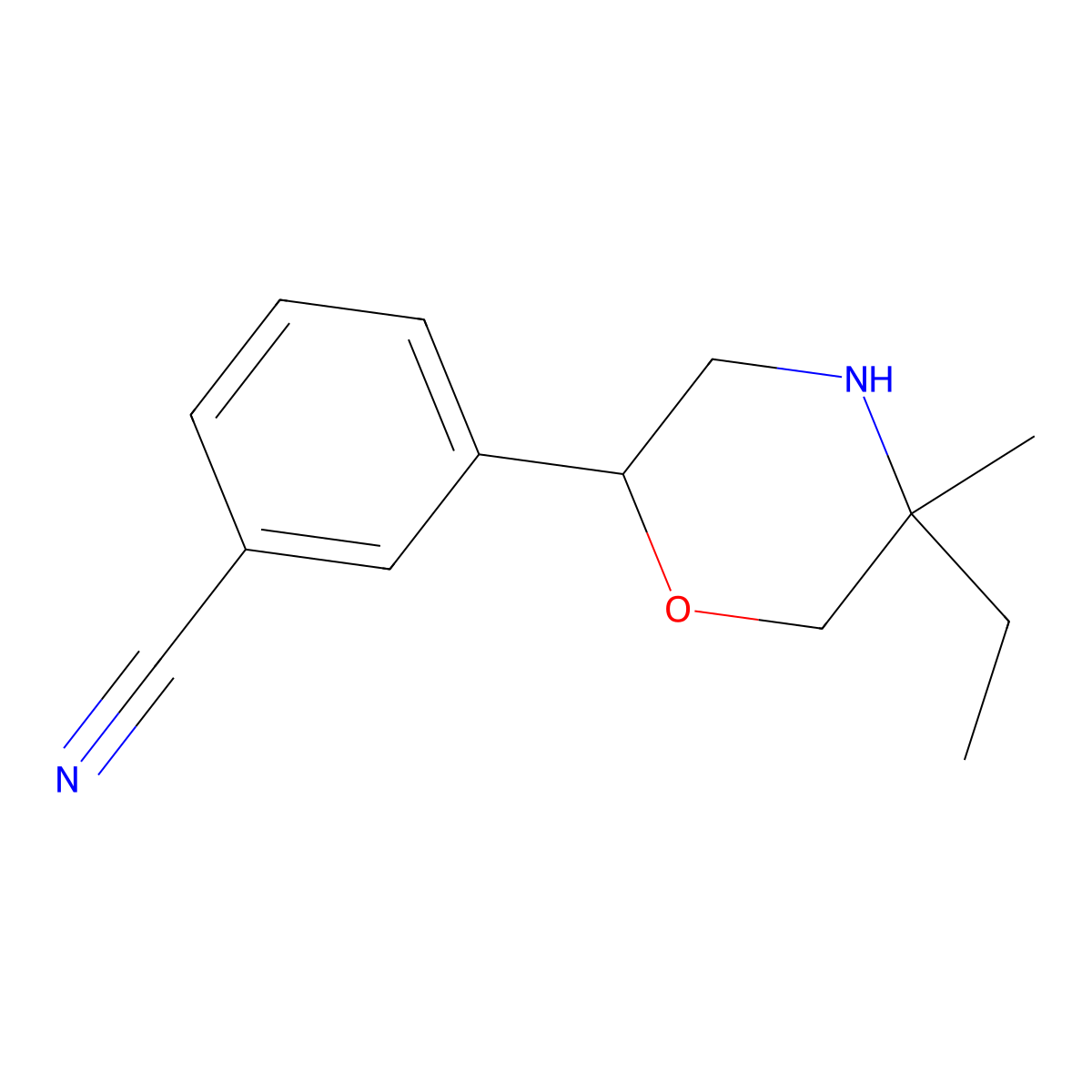3-(5-Ethyl-5-methylmorpholin-2-yl)benzonitrile molecular structure, CAS 1491405-96-9