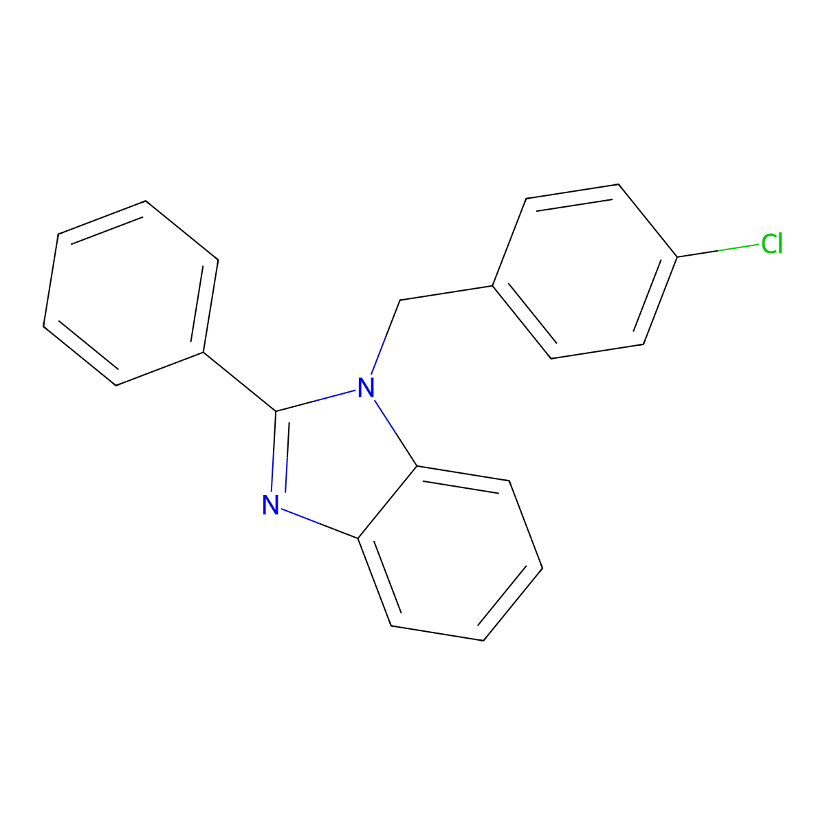 1-[(4-Chlorophenyl)methyl]-2-phenylbenzimidazole molecular structure, CAS 149142-96-1