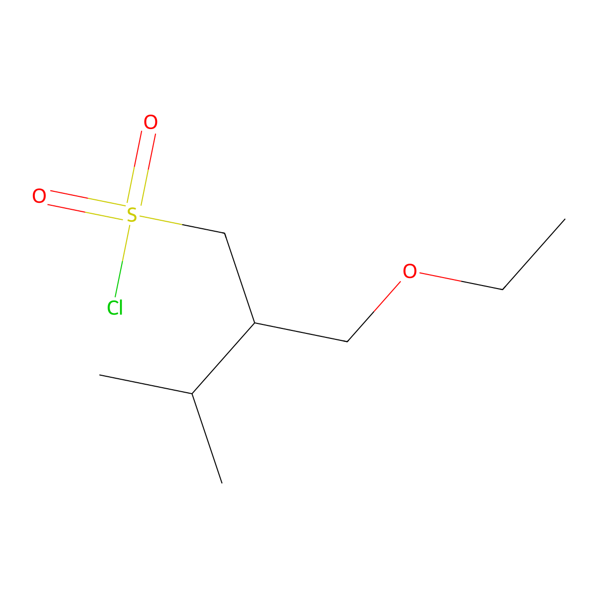 2-(Ethoxymethyl)-3-methylbutane-1-sulfonyl chloride molecular structure, CAS 1491423-16-5