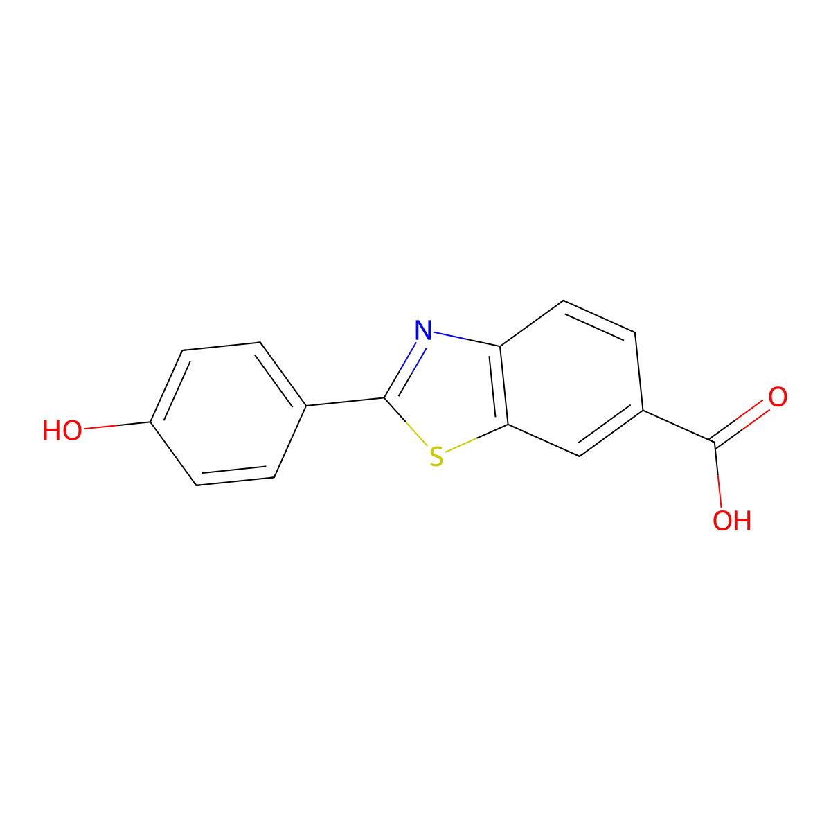 2-(4-Hydroxy-phenyl)-benzothiazole-6-carboxylic acid molecular structure, CAS 149143-57-7