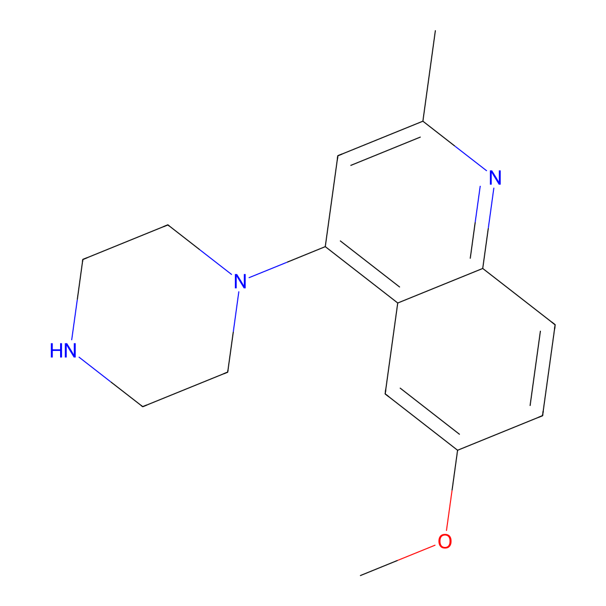 6-Methoxy-2-methyl-4-(piperazin-1-yl)quinoline molecular structure, CAS 149144-32-1