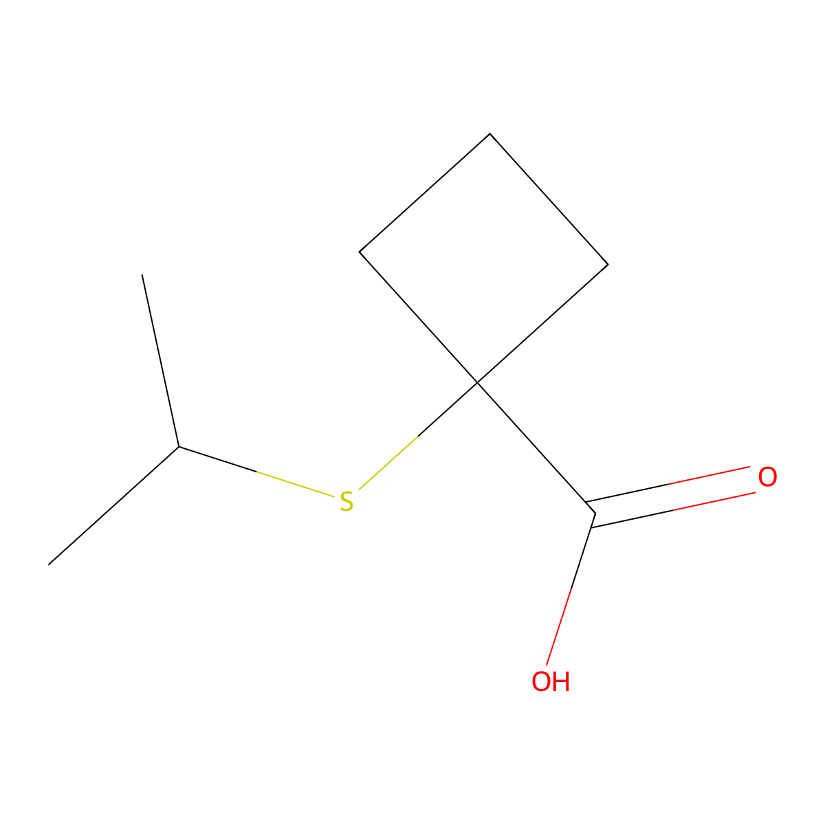 1-(Propan-2-ylsulfanyl)cyclobutane-1-carboxylic acid molecular structure, CAS 1491450-59-9