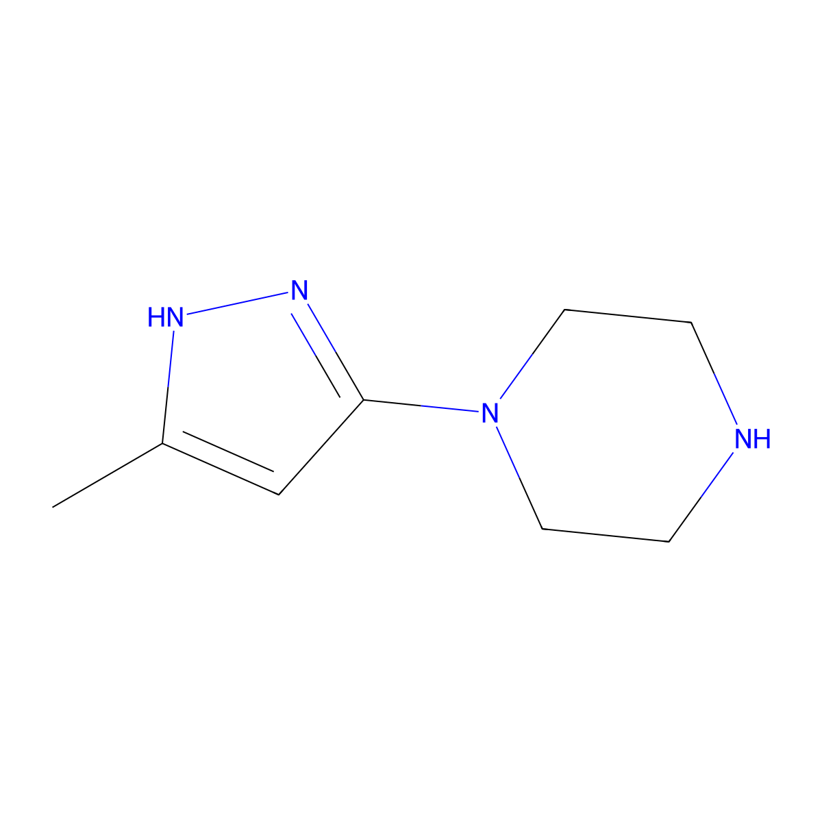 1-(5-methyl-1H-pyrazol-3-yl)piperazine molecular structure, CAS 1491491-75-8