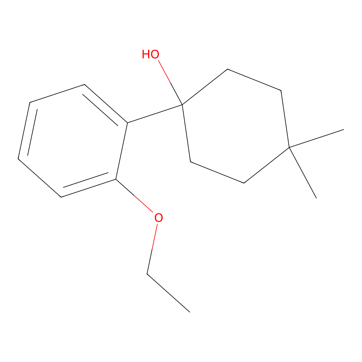 1-(2-Ethoxyphenyl)-4,4-dimethylcyclohexan-1-ol molecular structure, CAS 1491495-89-6