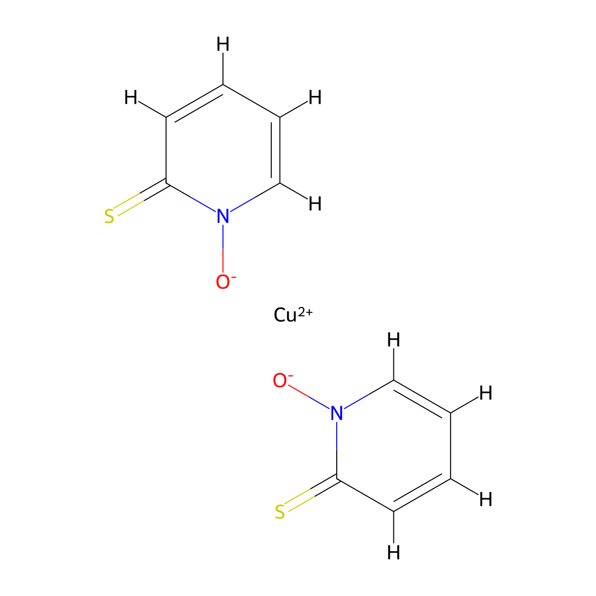 Bis(1-hydroxy-1H-pyridine-2-thionato-O,S)copper molecular structure, CAS 14915-37-8