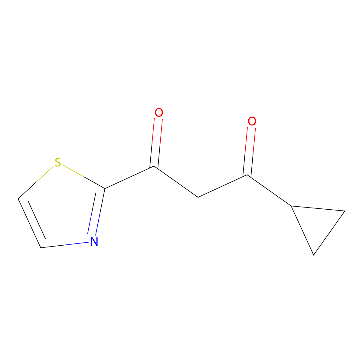 1-Cyclopropyl-3-(thiazol-2-yl)propane-1,3-dione molecular structure, CAS 1491506-18-3