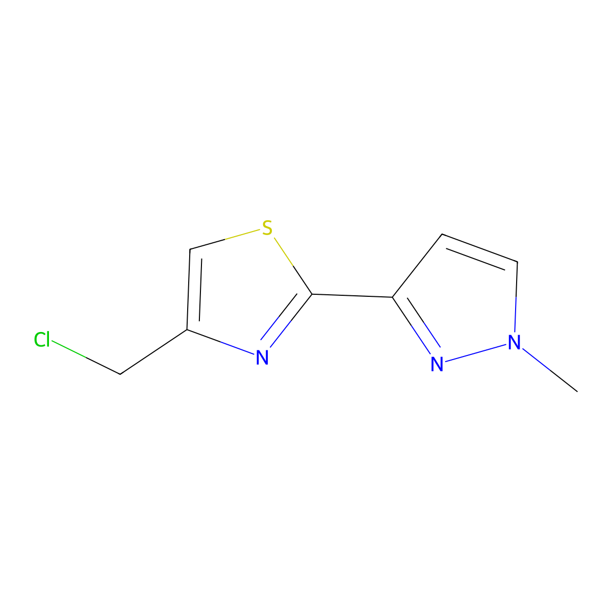 4-(chloromethyl)-2-(1-methyl-1H-pyrazol-3-yl)-1,3-thiazole molecular structure, CAS 1491508-77-0