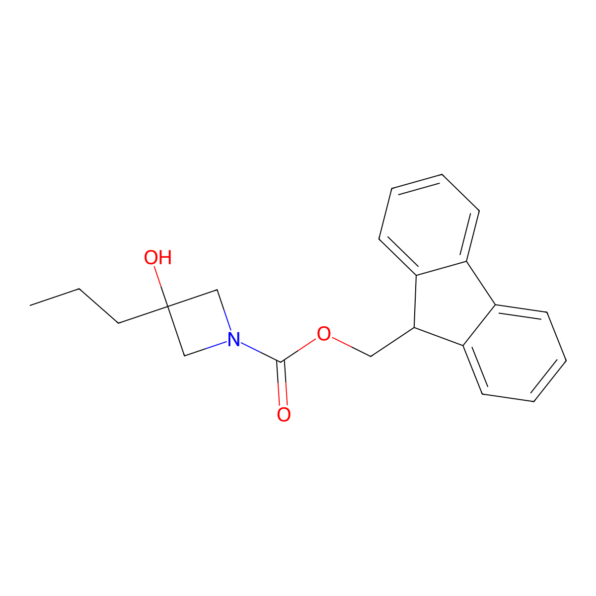 (9H-fluoren-9-yl)methyl 3-hydroxy-3-propylazetidine-1-carboxylate molecular structure, CAS 1491515-41-3