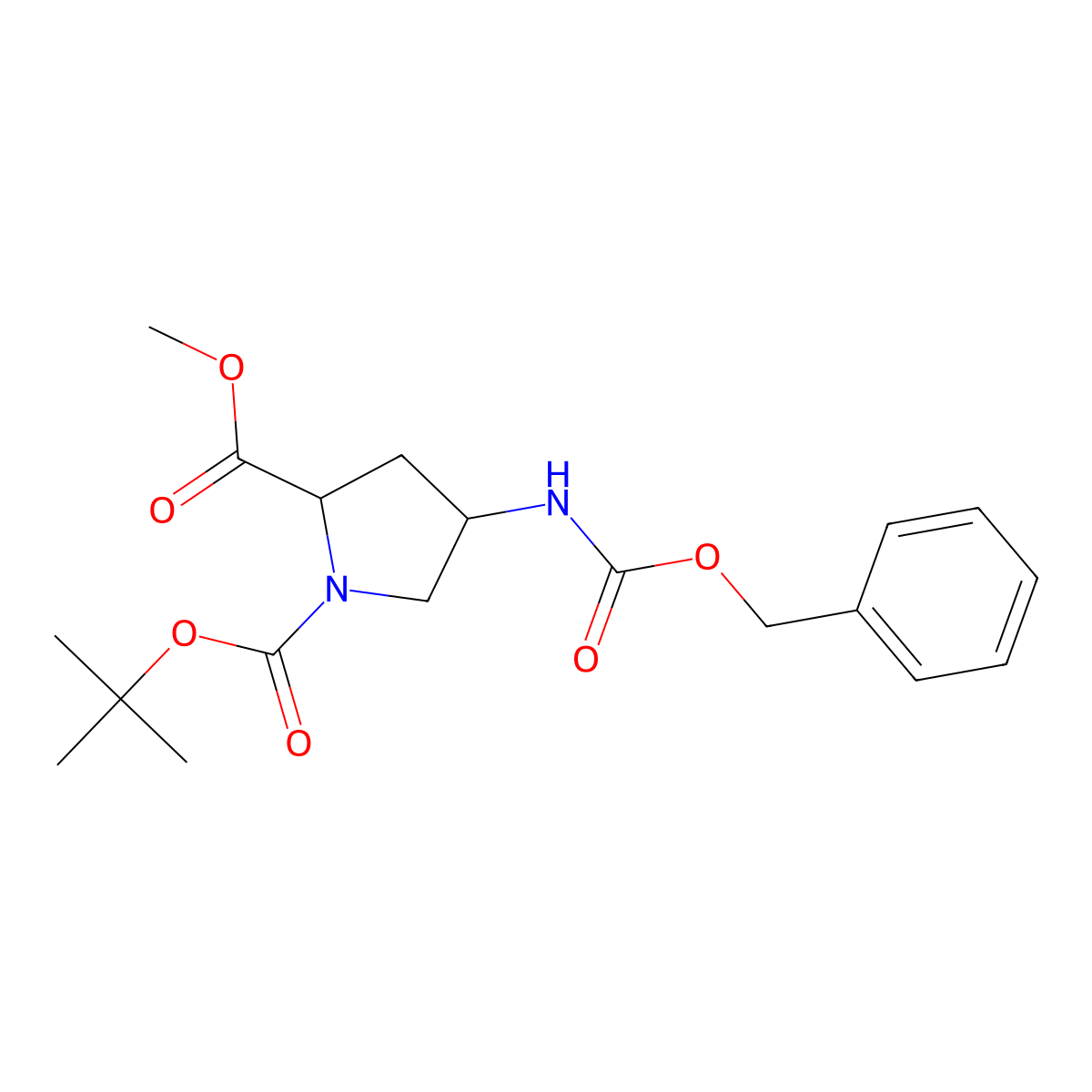(2S,4S)-1-tert-Butyl 2-methyl 4-(((benzyloxy)carbonyl)amino)pyrrolidine-1,2-dicarboxylate molecular structure, CAS 149152-68-1