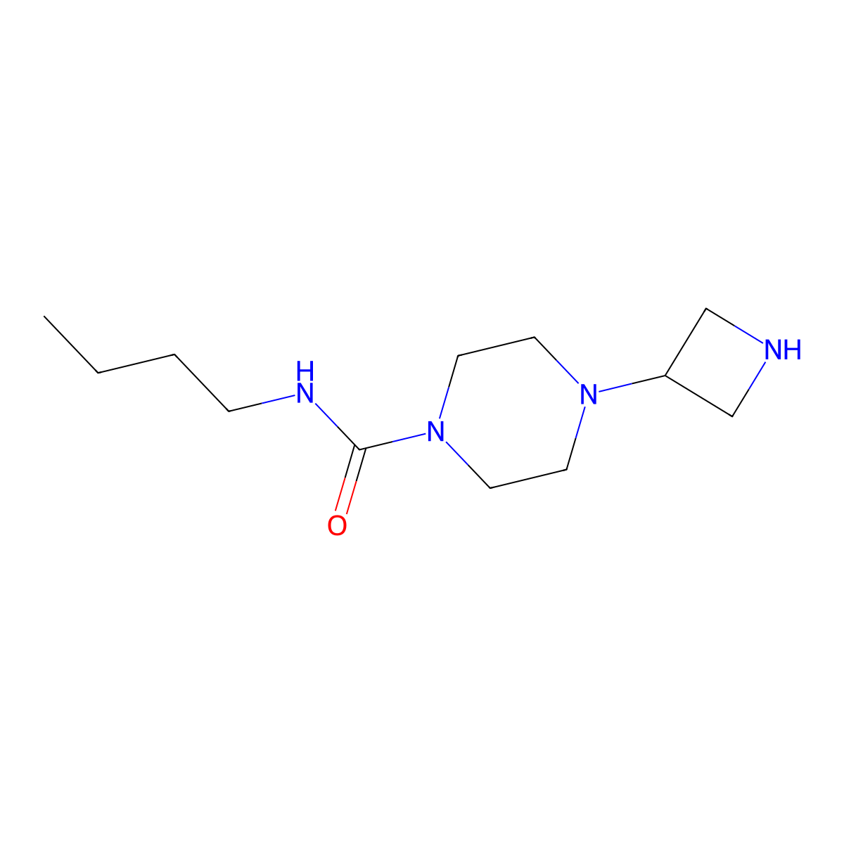 4-(azetidin-3-yl)-N-butylpiperazine-1-carboxamide molecular structure, CAS 1491545-65-3