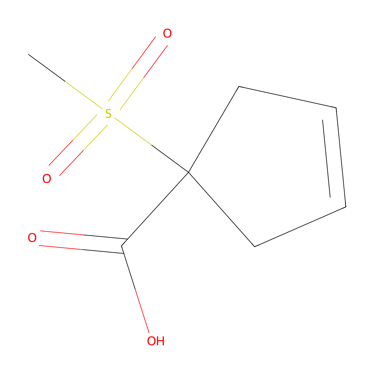 1-Methanesulfonylcyclopent-3-ene-1-carboxylic acid molecular structure, CAS 1491559-70-6