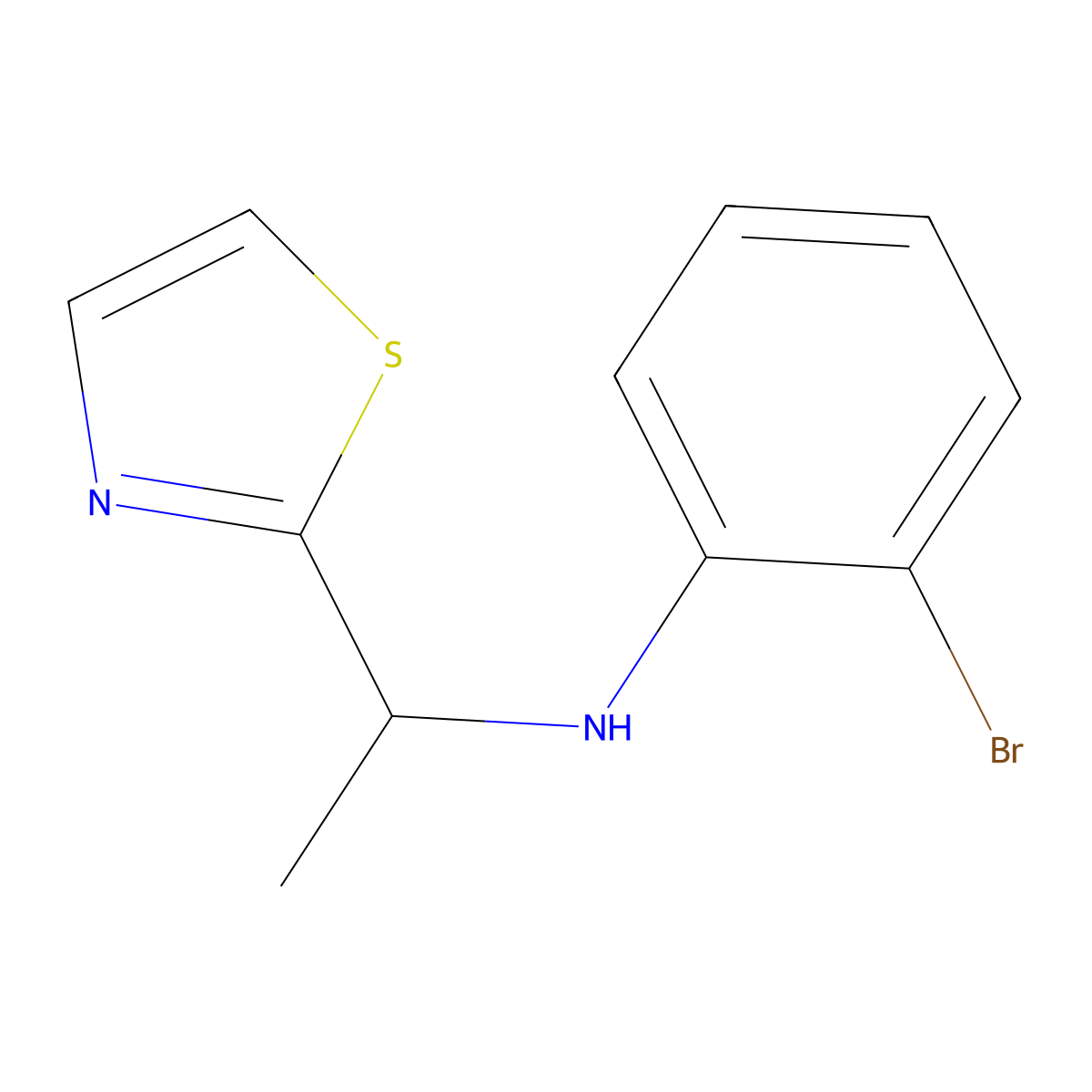 2-bromo-N-[1-(1,3-thiazol-2-yl)ethyl]aniline molecular structure, CAS 1491567-92-0