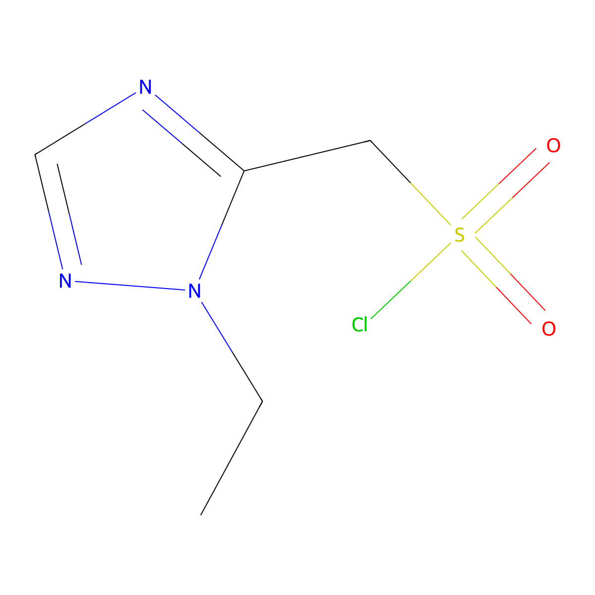 (1-ethyl-1H-1,2,4-triazol-5-yl)methanesulfonyl chloride molecular structure, CAS 1491579-97-5