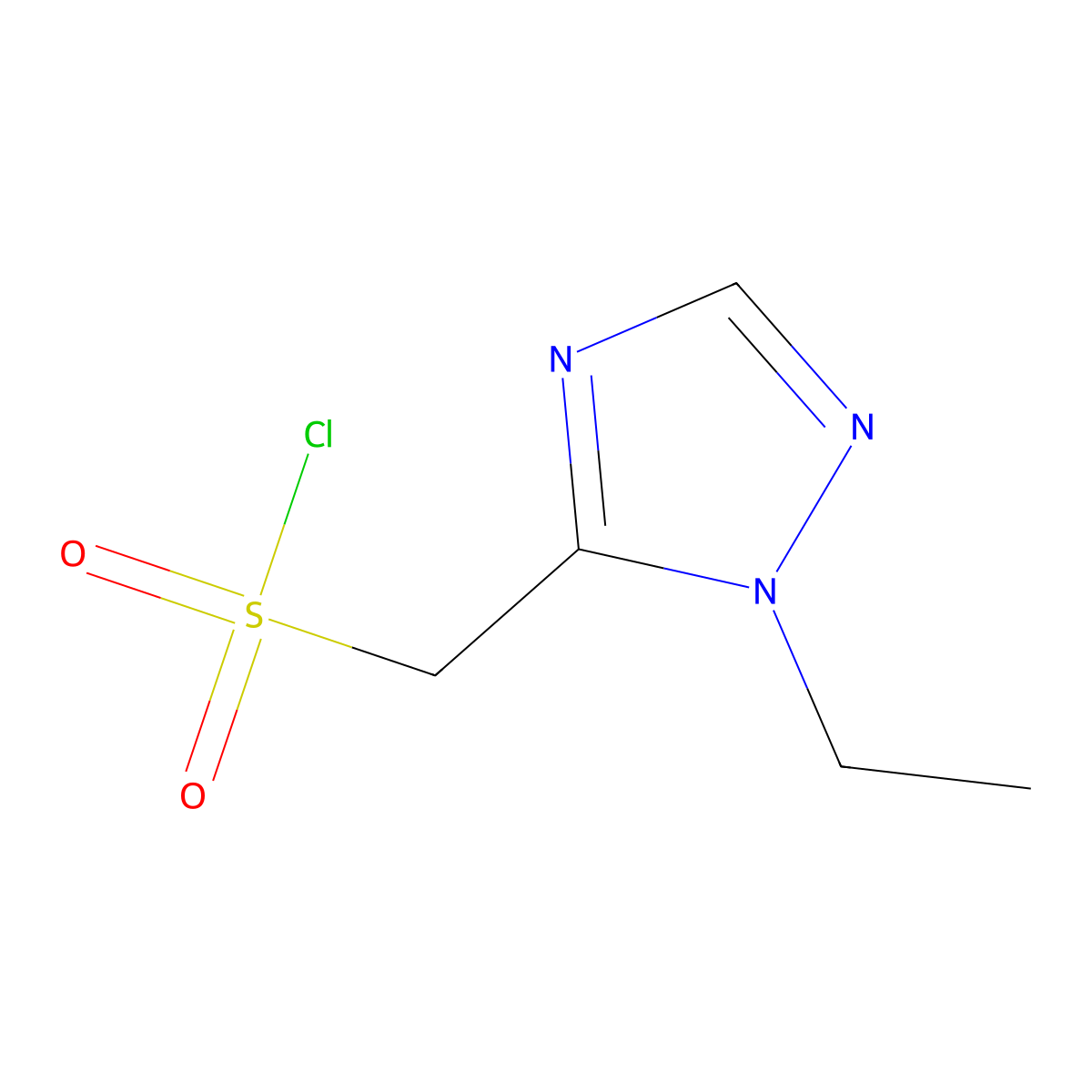 (1-ethyl-1H-1,2,4-triazol-5-yl)methanesulfonyl chloride molecular structure, CAS 1491579-97-5