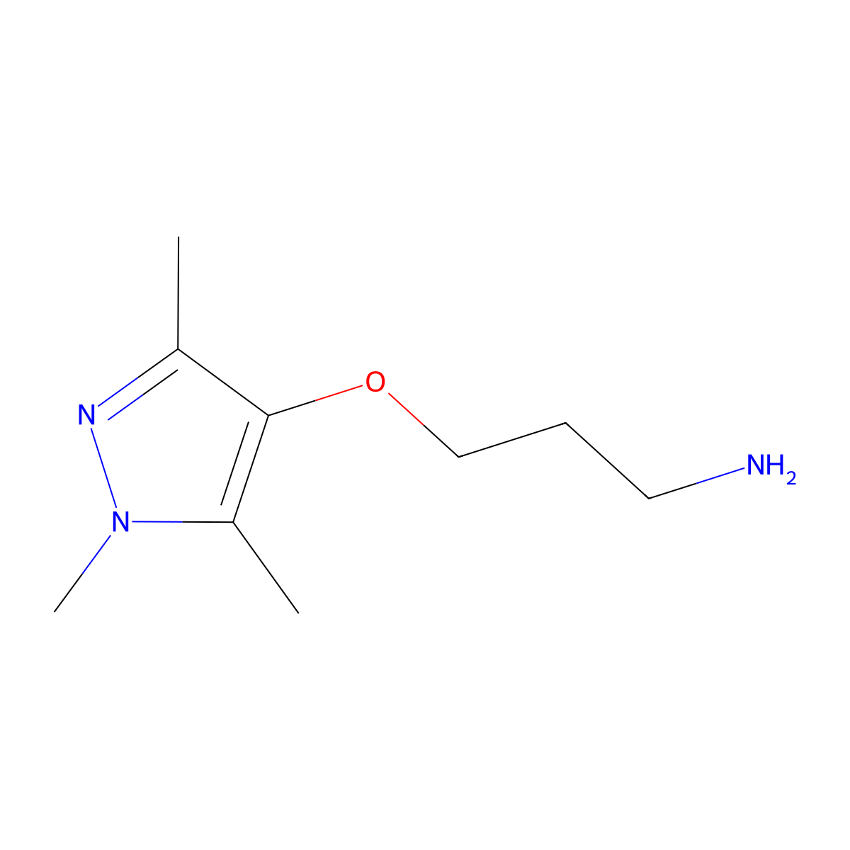 3-((1,3,5-Trimethyl-1h-pyrazol-4-yl)oxy)propan-1-amine molecular structure, CAS 1491587-53-1