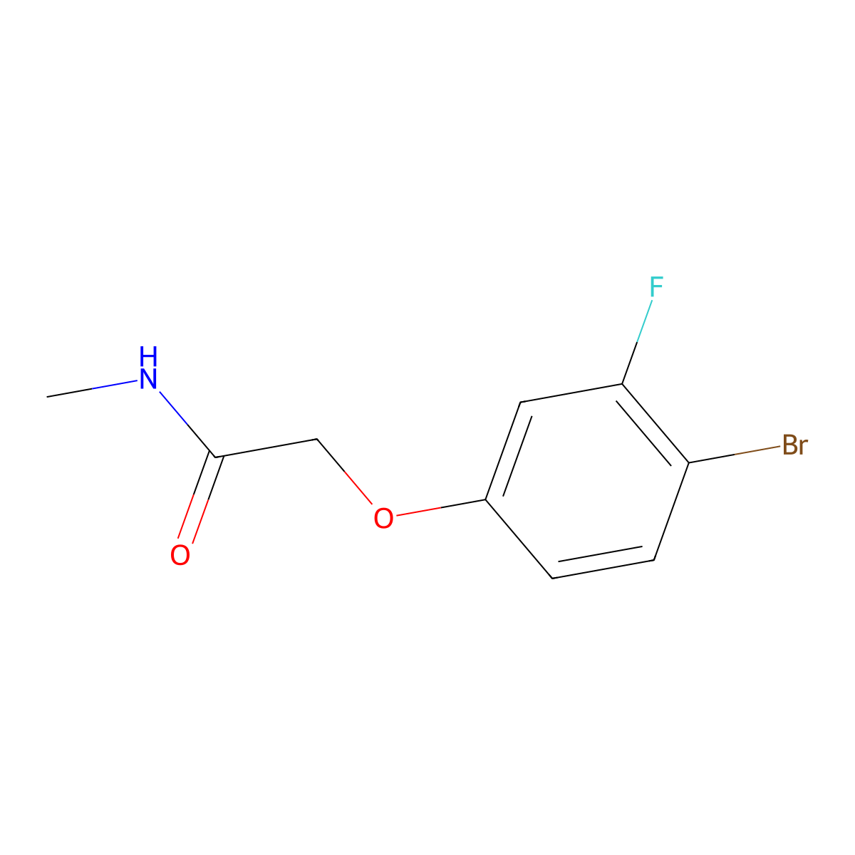 2-(4-bromo-3-fluorophenoxy)-N-methylacetamide molecular structure, CAS 1491593-59-9