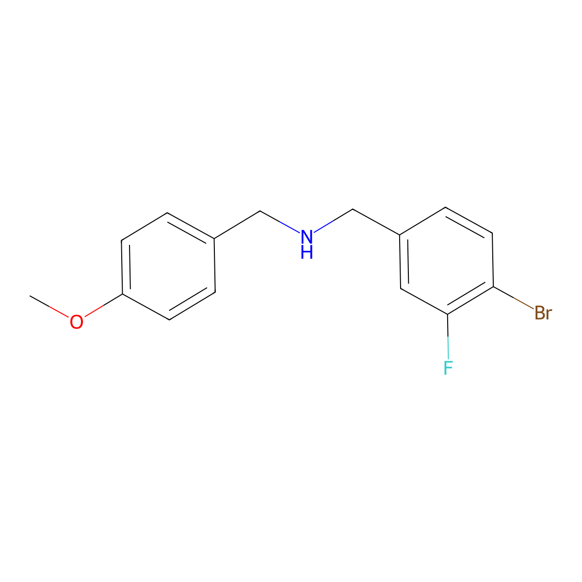 N-(4-bromo-3-fluorobenzyl)-1-(4-methoxyphenyl)methanamine molecular structure, CAS 1491602-31-3