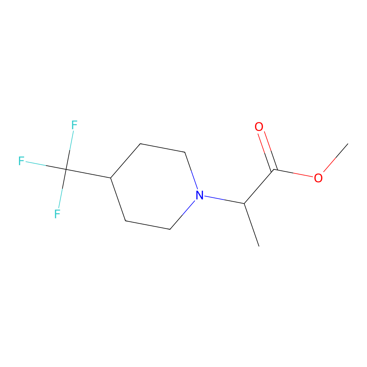 Methyl 2-[4-(trifluoromethyl)piperidin-1-yl]propanoate molecular structure, CAS 1491602-88-0