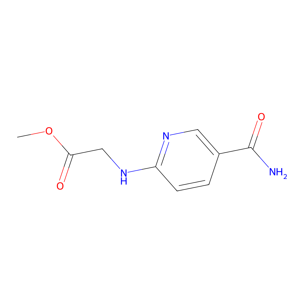 Methyl 2-[(5-carbamoylpyridin-2-yl)amino]acetate molecular structure, CAS 1491618-36-0