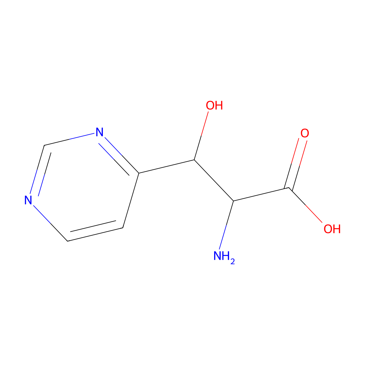 2-Amino-3-hydroxy-3-(pyrimidin-4-yl)propanoic acid molecular structure, CAS 1491622-24-2