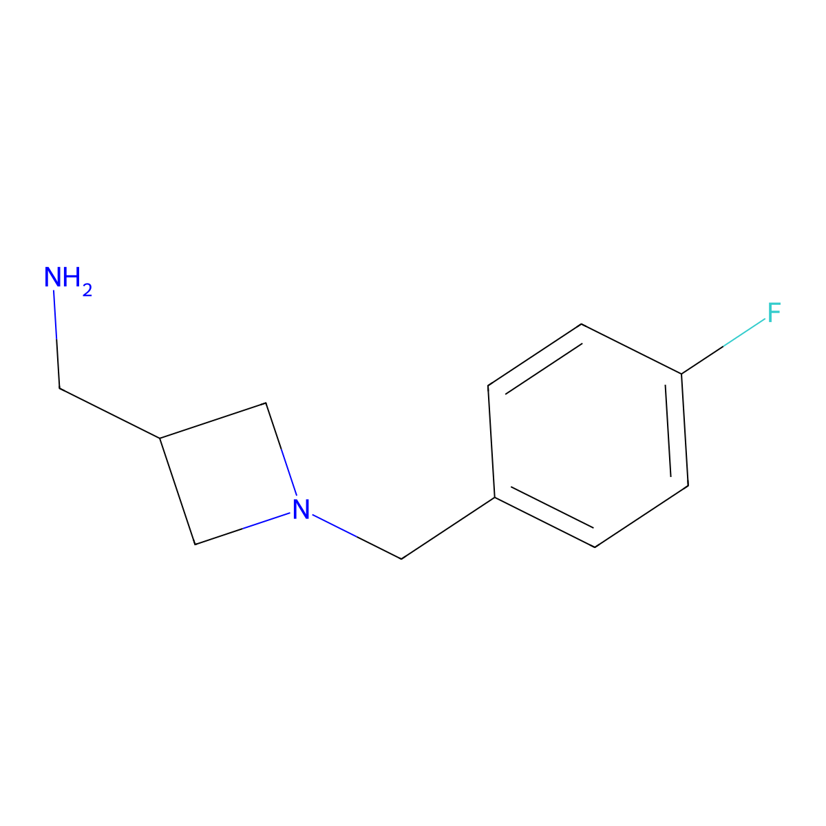 {1-[(4-Fluorophenyl)methyl]azetidin-3-yl}methanamine molecular structure, CAS 1491637-11-6