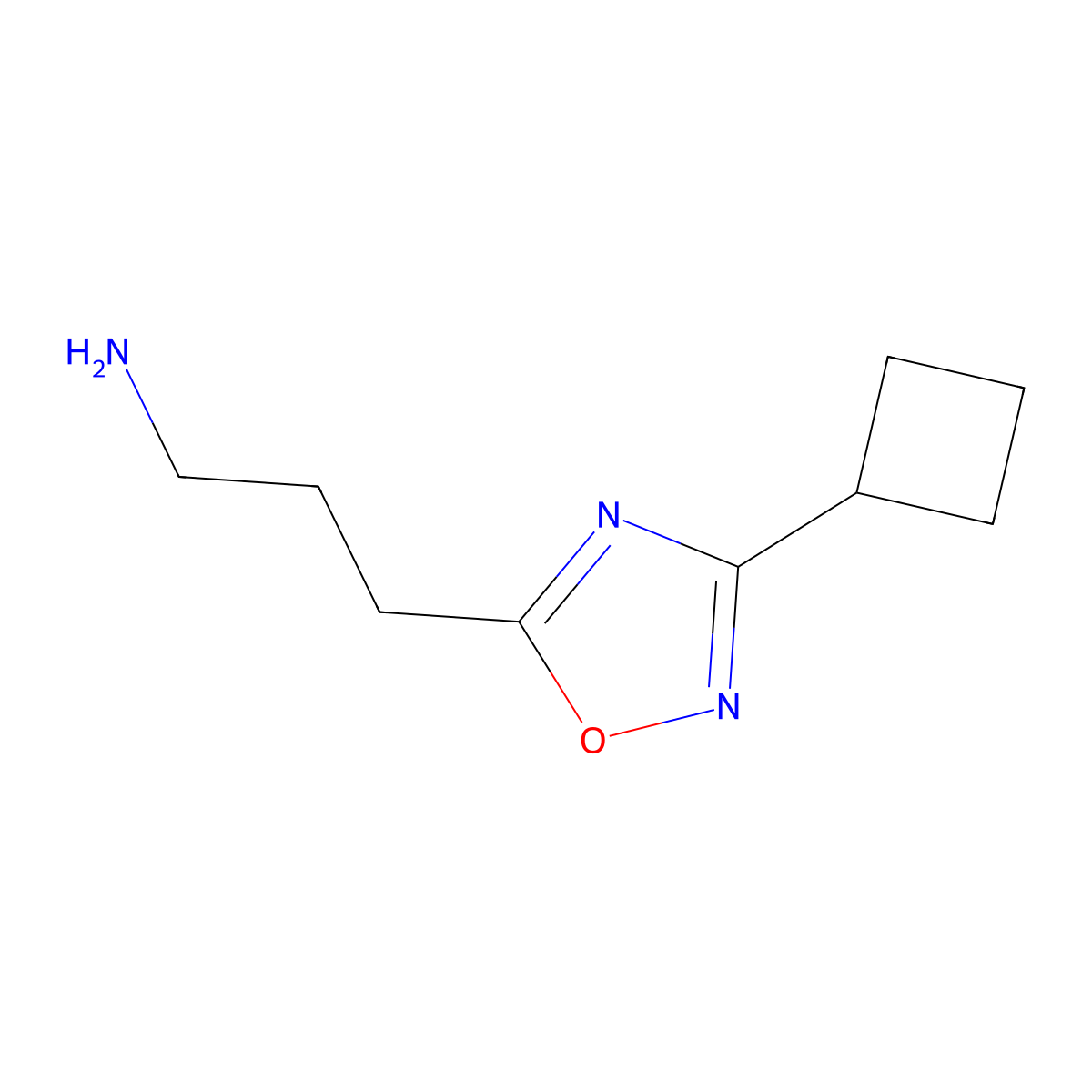 3-(3-Cyclobutyl-1,2,4-oxadiazol-5-yl)propan-1-amine molecular structure, CAS 1491639-68-9