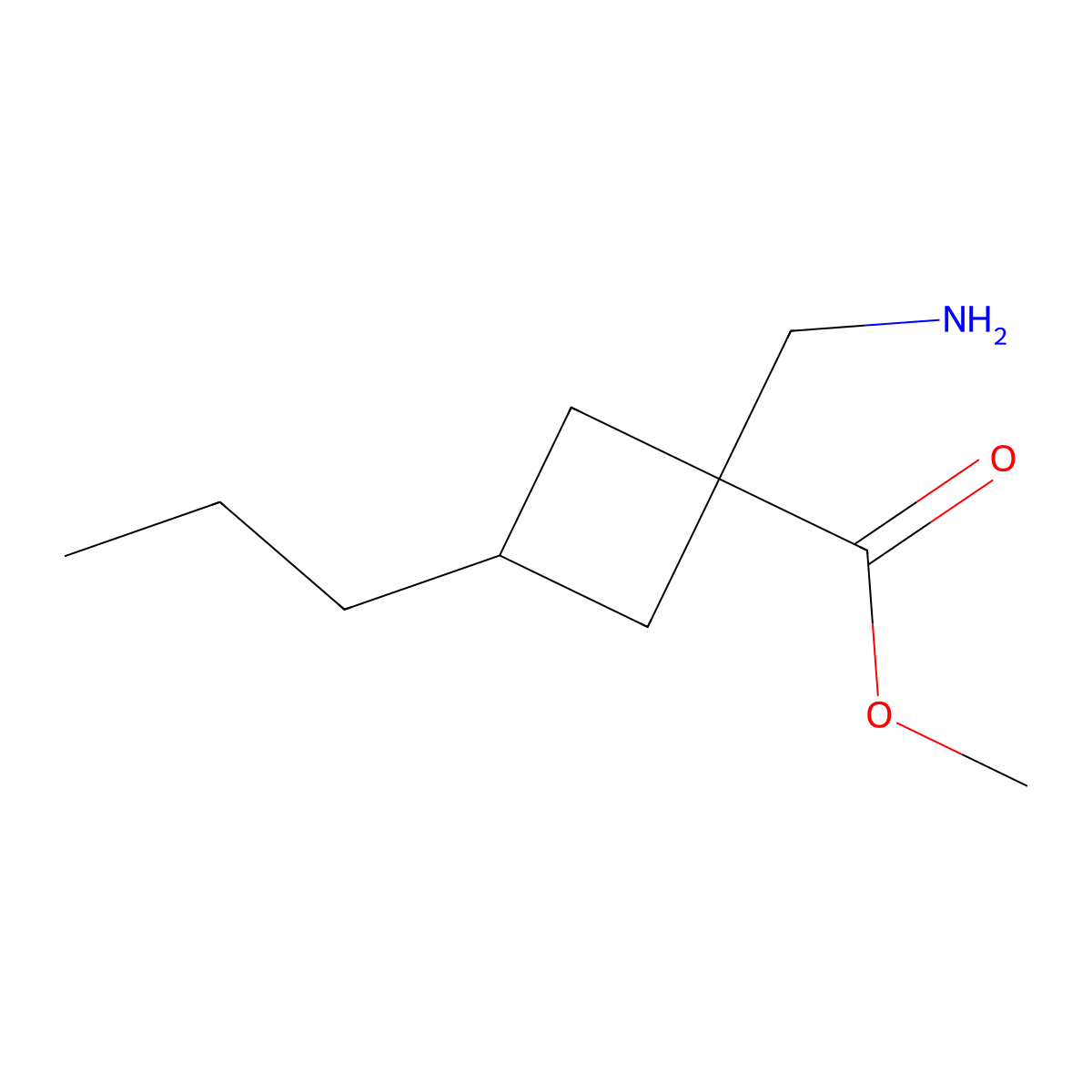 Methyl 1-(aminomethyl)-3-propylcyclobutane-1-carboxylate molecular structure, CAS 1491647-82-5