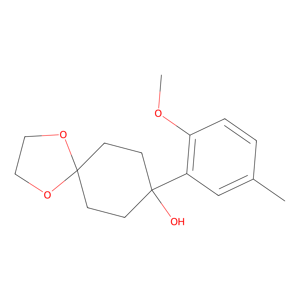 8-(2-Methoxy-5-methylphenyl)-1,4-dioxaspiro[4.5]decan-8-ol molecular structure, CAS 1491673-39-2
