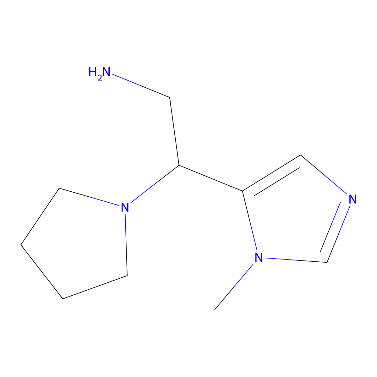 2-(1-methyl-1H-imidazol-5-yl)-2-(pyrrolidin-1-yl)ethan-1-amine molecular structure, CAS 1491673-90-5