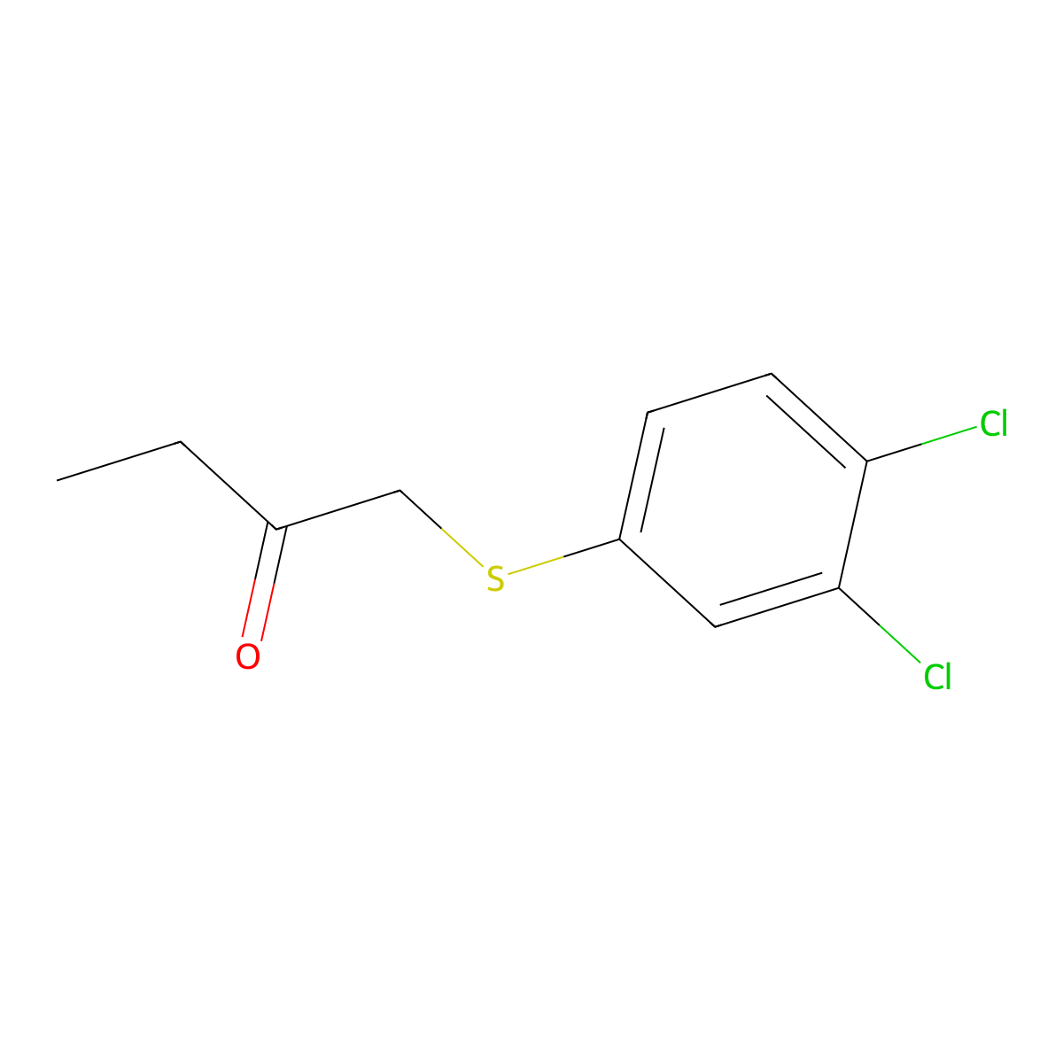 1-((3,4-Dichlorophenyl)thio)butan-2-one molecular structure, CAS 1491677-74-7