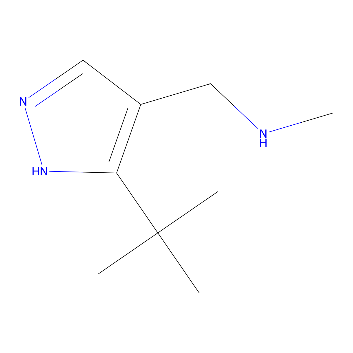 1-(3-(Tert-butyl)-1h-pyrazol-4-yl)-N-methylmethanamine molecular structure, CAS 1491687-51-4