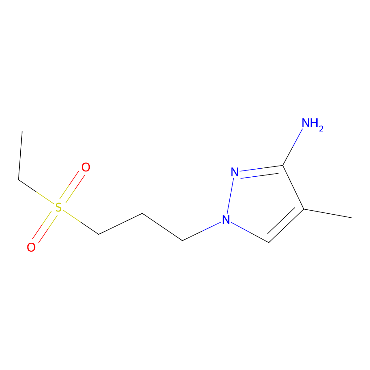 1-(3-(Ethylsulfonyl)propyl)-4-methyl-1h-pyrazol-3-amine molecular structure, CAS 1491709-01-3