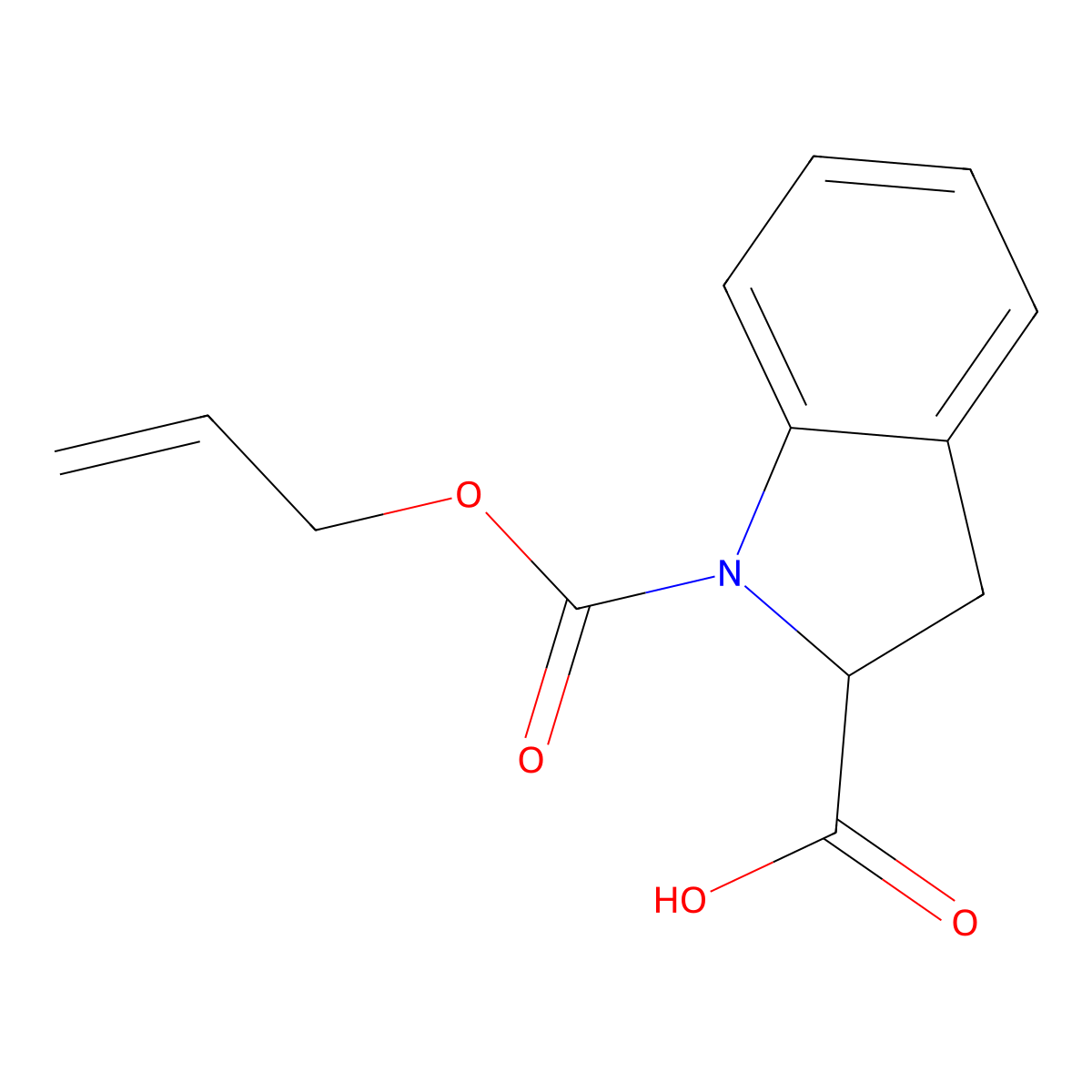 1-[(prop-2-en-1-yloxy)carbonyl]-2,3-dihydro-1H-indole-2-carboxylic acid molecular structure, CAS 1491720-50-3