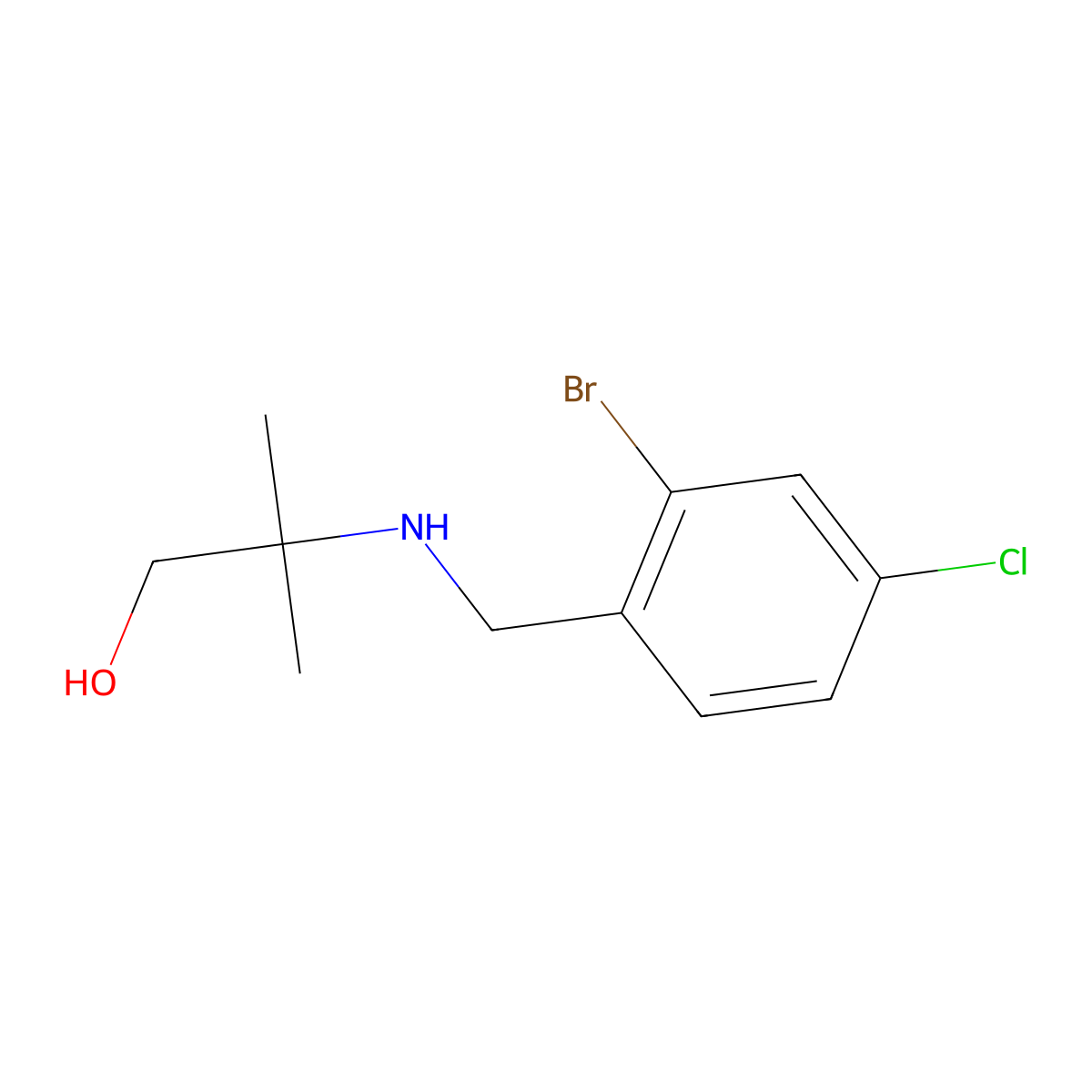 2-{[(2-Bromo-4-chlorophenyl)methyl]amino}-2-methylpropan-1-ol molecular structure, CAS 1491750-89-0