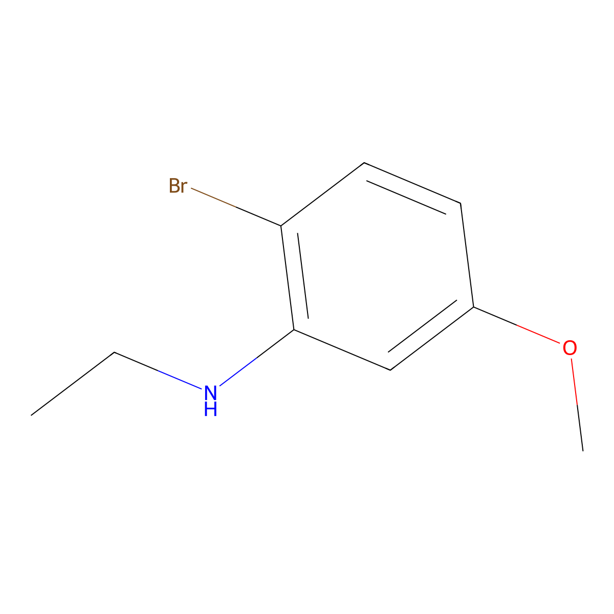 2-Bromo-N-ethyl-5-methoxybenzenamine molecular structure, CAS 1491754-06-3
