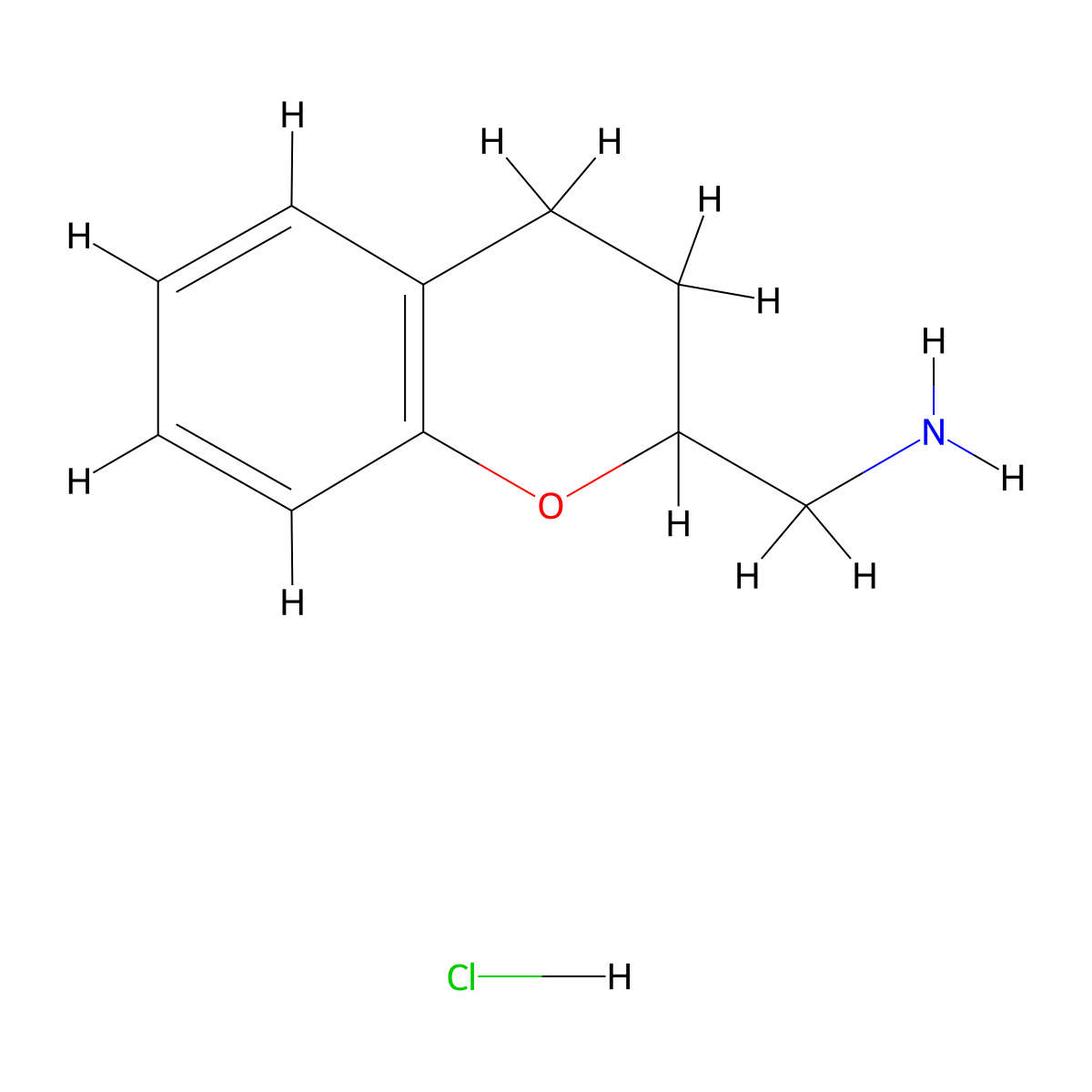 (3,4-dihydro-2H-1-benzopyran-2-yl)methanamine hydrochloride molecular structure, CAS 149177-75-3
