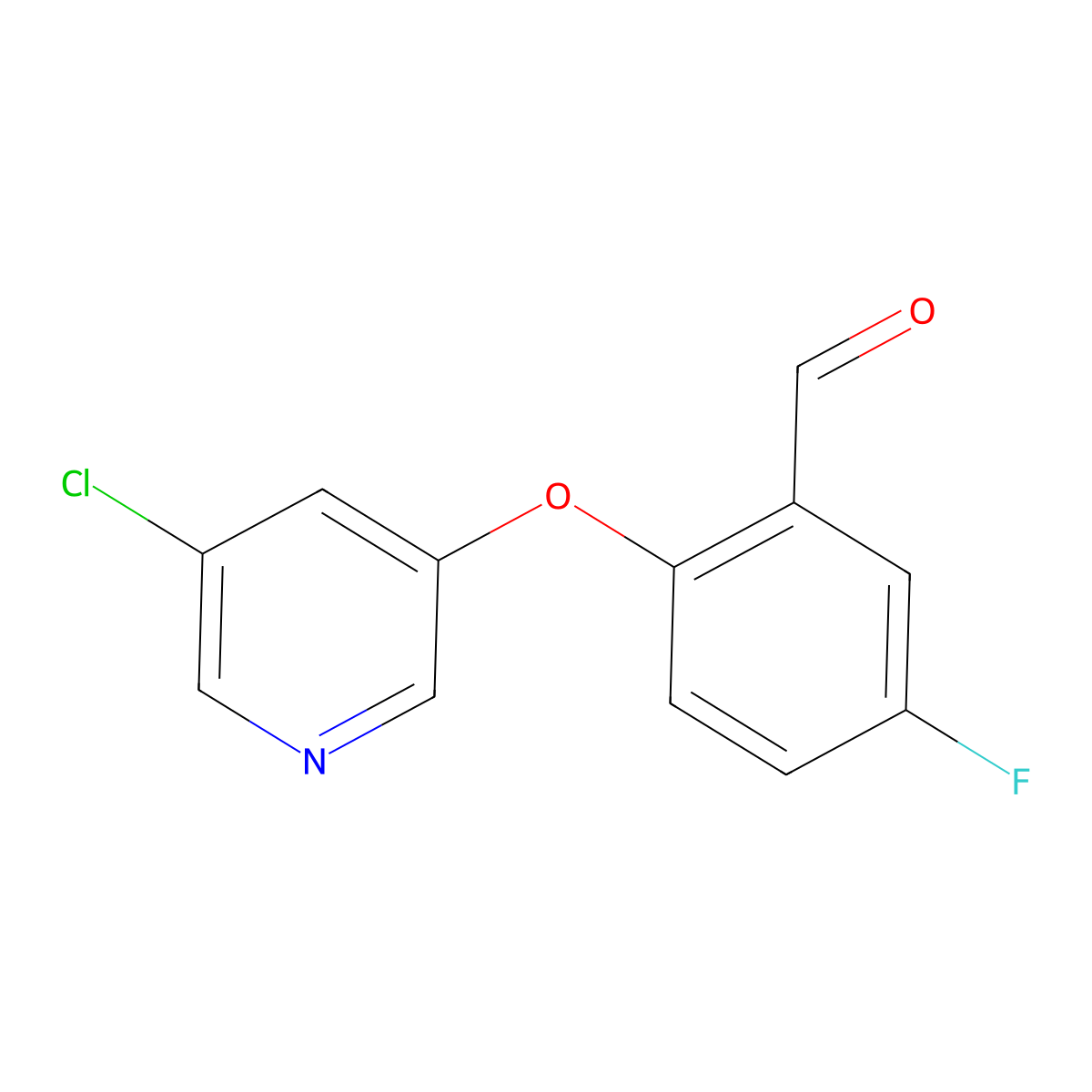 2-[(5-Chloropyridin-3-yl)oxy]-5-fluorobenzaldehyde molecular structure, CAS 1491801-74-1