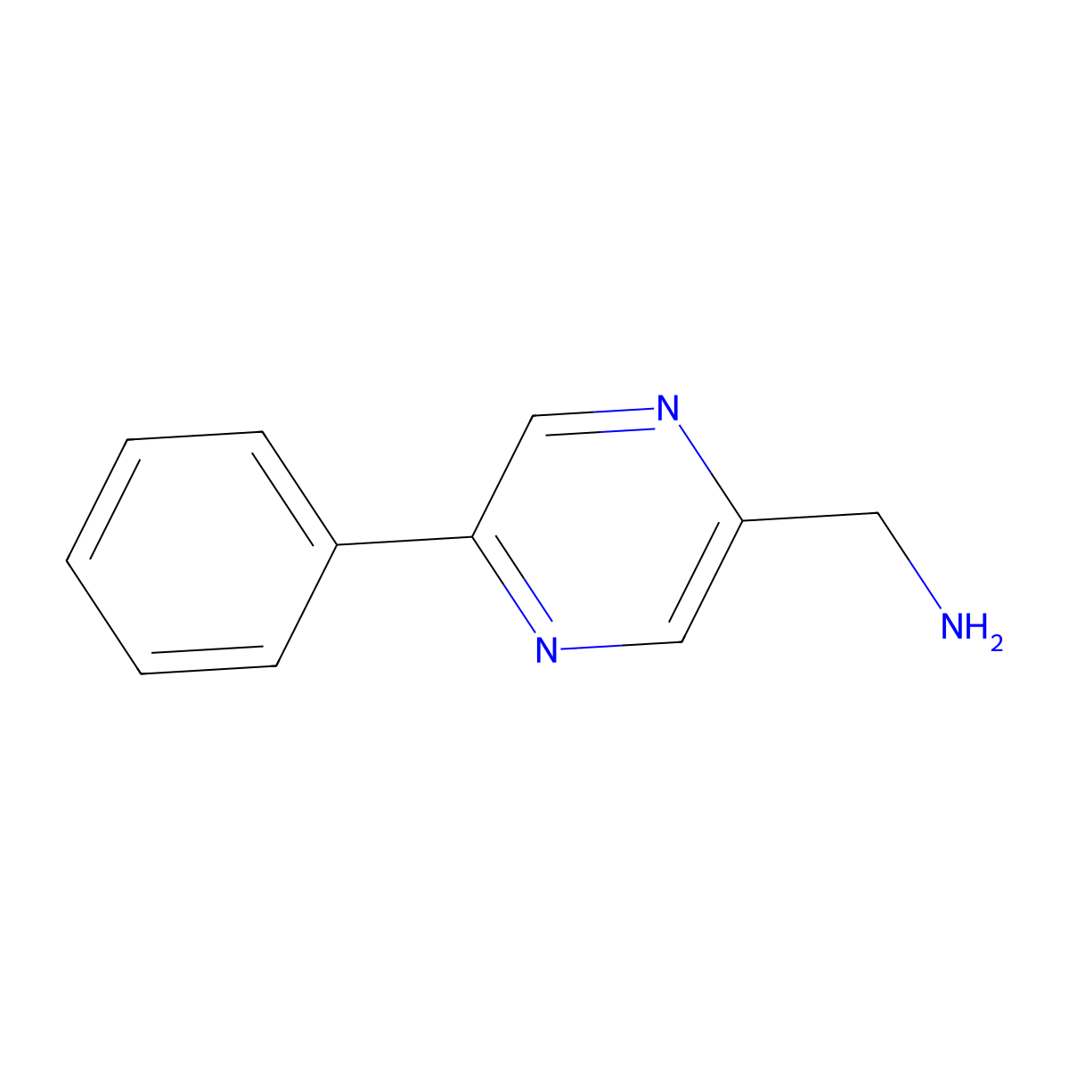 (5-Phenylpyrazin-2-yl)methanamine molecular structure, CAS 1491808-64-0