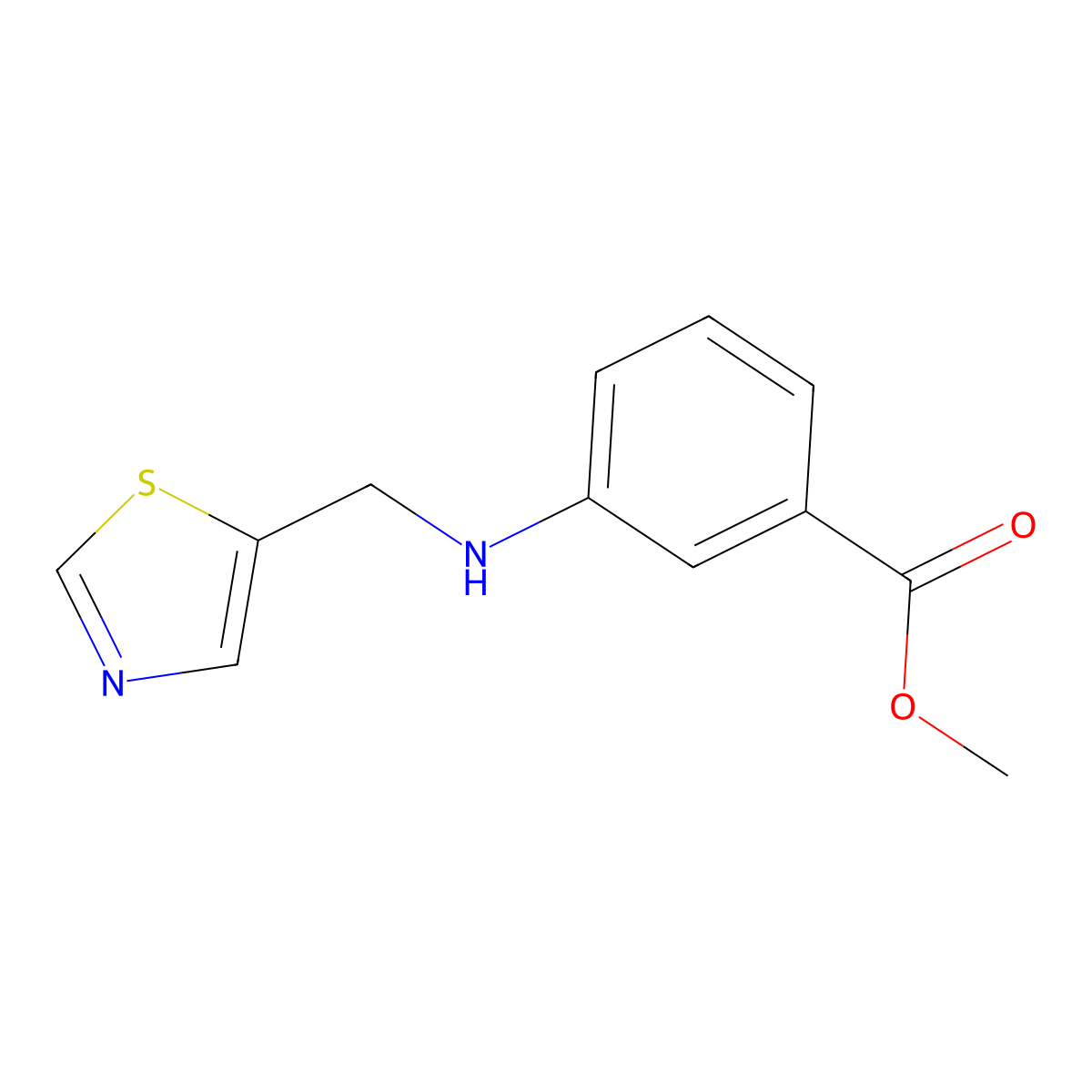 Methyl 3-{[(1,3-thiazol-5-yl)methyl]amino}benzoate molecular structure, CAS 1491820-93-9