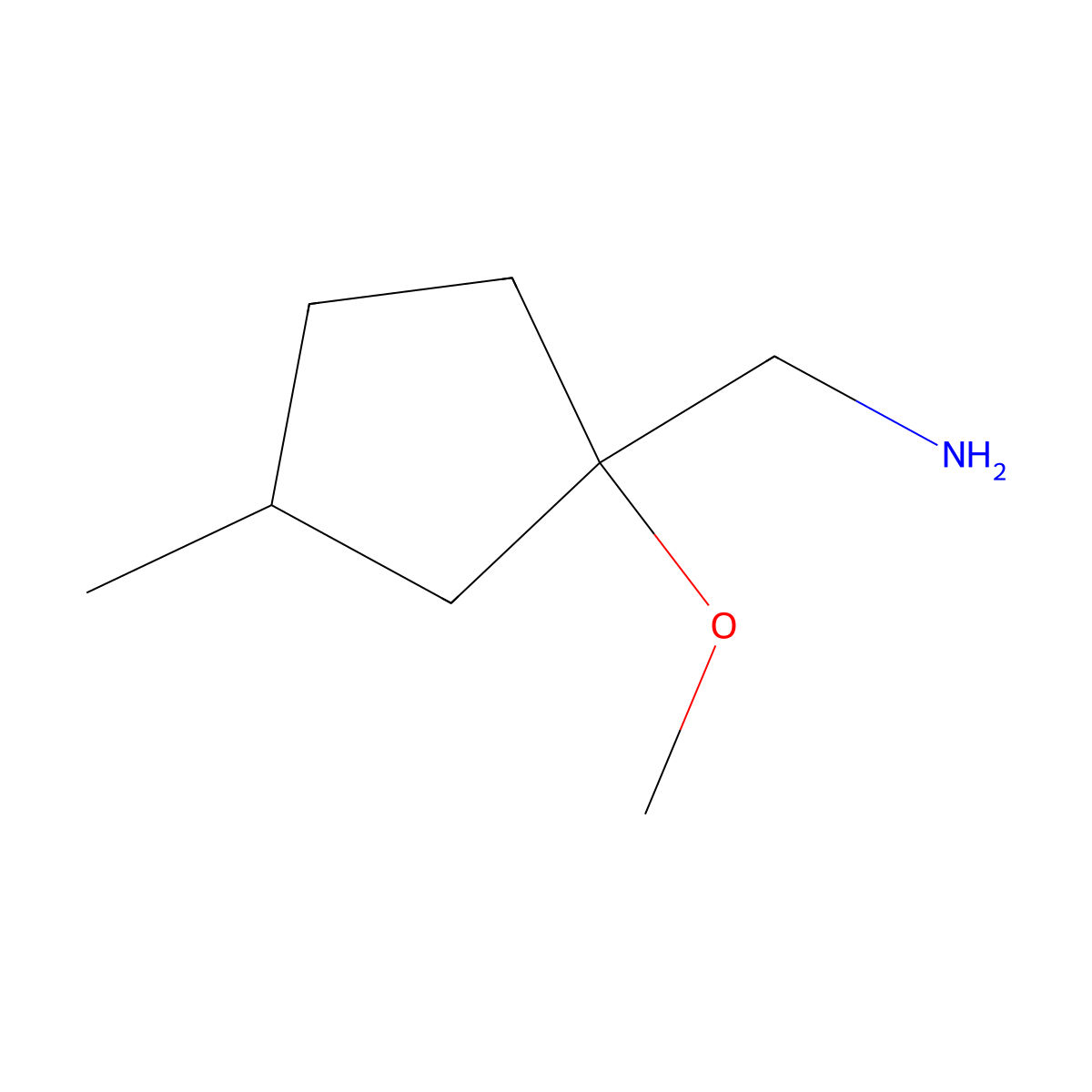(1-Methoxy-3-methylcyclopentyl)methanamine molecular structure, CAS 1491833-28-3