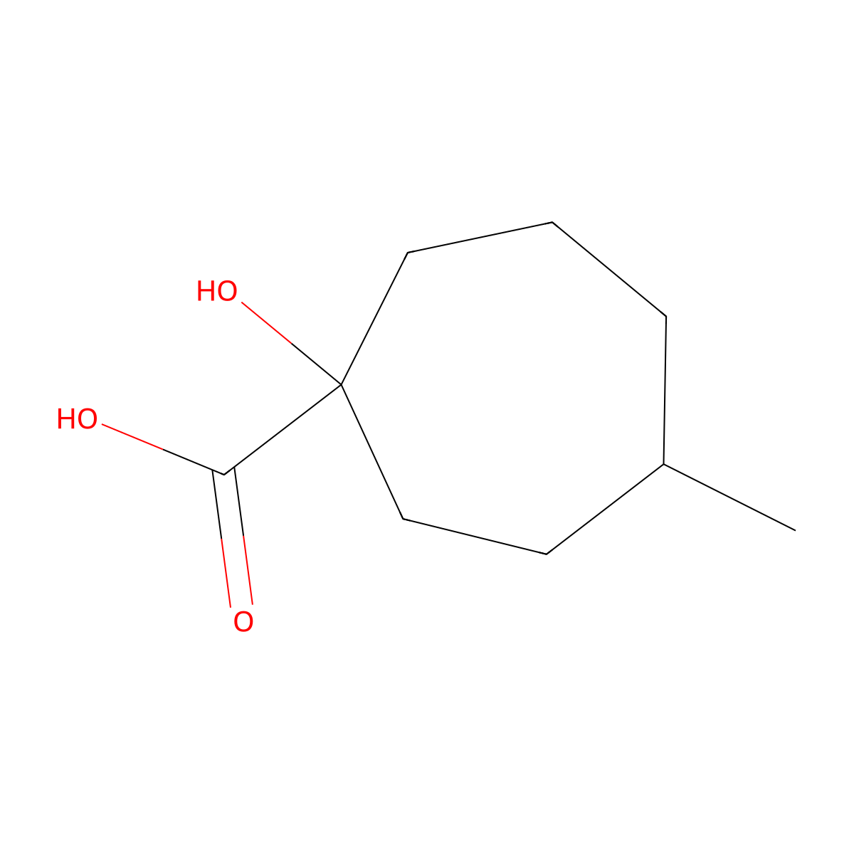 1-Hydroxy-4-methylcycloheptane-1-carboxylic acid molecular structure, CAS 1491840-68-6