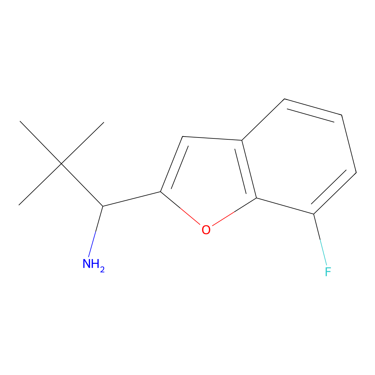 1-(7-Fluorobenzofuran-2-yl)-2,2-dimethylpropan-1-amine molecular structure, CAS 1491850-36-2