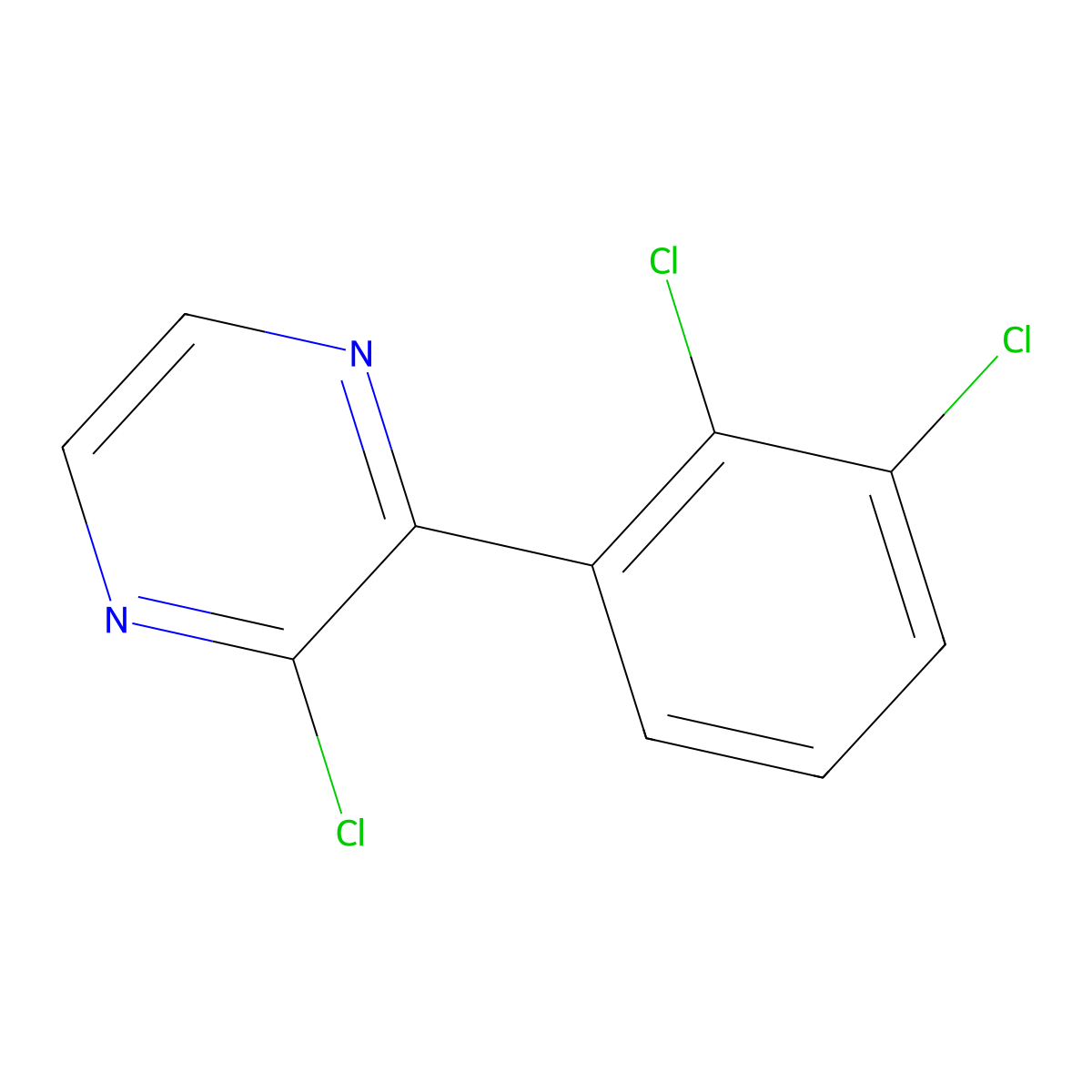 2-Chloro-3-(2,3-dichlorophenyl)pyrazine molecular structure, CAS 1491853-74-7