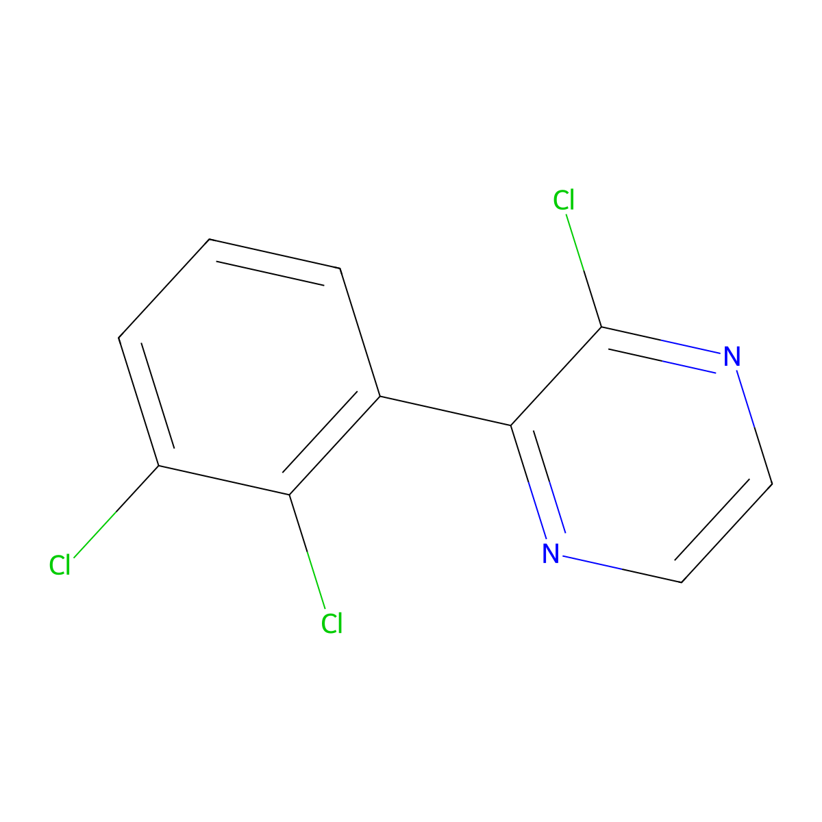 2-Chloro-3-(2,3-dichlorophenyl)pyrazine molecular structure, CAS 1491853-74-7